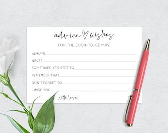 Bridal Shower Advice Cards: Well Wishes for the Bride (PDF & JPG)