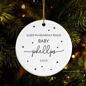 Baby Memorial Gift, Baby Memorial Ornament, Infant Loss Gifts, Sleep In Heavenly Peace, In Loving Memory Ornament, Loss Of Child Custom Gift