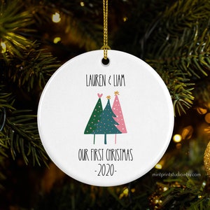 Girlfriend Boyfriend Present 3 Inch Flat Ceramic Ornament with Gift Box First Christmas Together 2021 Couples Ornament Girlfriend Boyfriend Present 3 Inch Flat Ceramic Ornament with Gift Box First Christmas Together 2021 Couples Ornament