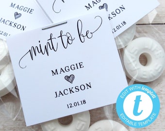 Editable Mint To Be Wedding Favor, Mint To Be Sticker, Mint To Be Tags, Mint To Be Template, Mint To Be Labels Wedding, Mint Party Favors