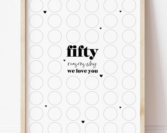 50th Birthday Keepsake: 50 Reasons We Love You Printable (Digital Download)