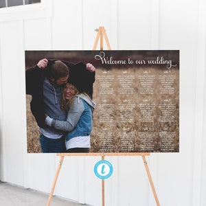 Editable Photo Seating Chart For Wedding, Seating Chart Template Download, Wedding Seating Sign, Seating Assignment By Table, Guest Seating