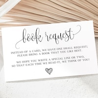 Editable Book Request, Instant Download, Bring A Book Instead of A Card ...