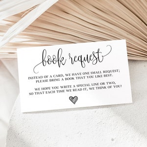 Verwoording boekverzoek voor babyshower, babybibliotheek afdrukbaar, verzoek om boek in plaats van een kaart, boekverzoeksjabloon, uitnodiging invoegen