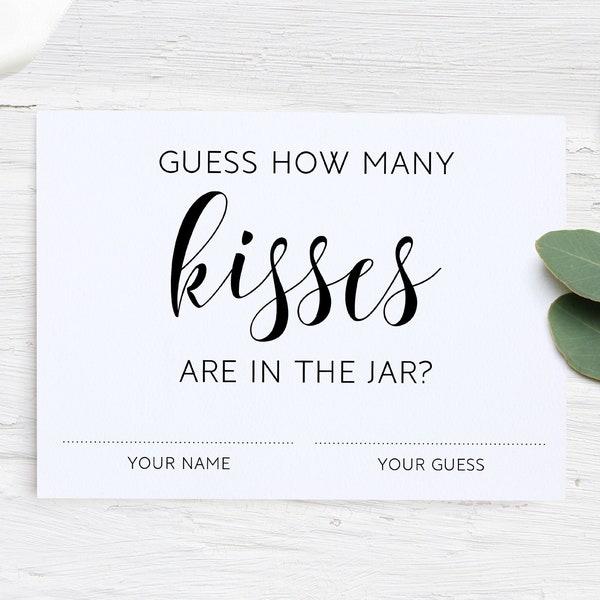 Guess How Many Kisses Cards, Guess How Many Kisses Template, Guess How Many Kisses For The Soon To Be Mrs, Guess How Many Kisses Baby Shower