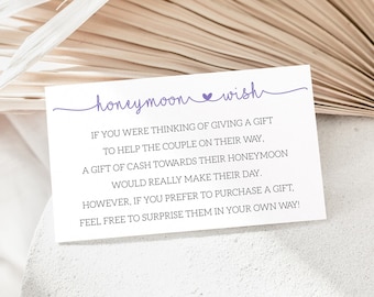 Tarjeta editable para el fondo de luna de miel, poema de regalo de boda (descarga digital)