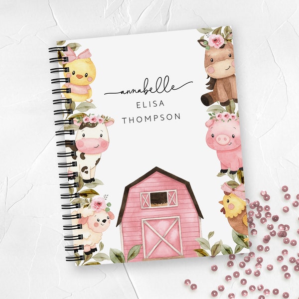 Farm Themed Baby Memory Book For Little Girl, Baby Journal Template, Custom Baby Book First Year PDF, Personalized Baby Book With Name DIY