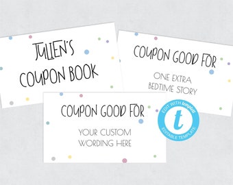 Editable Coupon Book For Kids, Gift Ideas For Kids Boys, Gift Ideas For Kids Girls, Coupon Book Template Christmas, Easter Gift Idea DIY