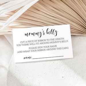 Juego para baby shower "¿Qué tan grande es la pancita de mamá?", Instrucciones para el juego "¿Qué tan grande es la pancita de mamá?", Tarjetas imprimibles para adivinar el tamaño de la pancita de mamá.