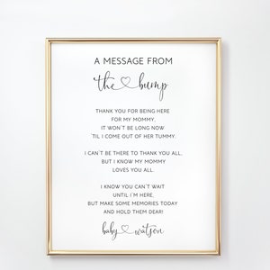 A Message From The Bump, Message From Baby, Editable Baby Shower Sign, From Bump Printable, Customizable Baby Sign, Minimalist Sign Ideas