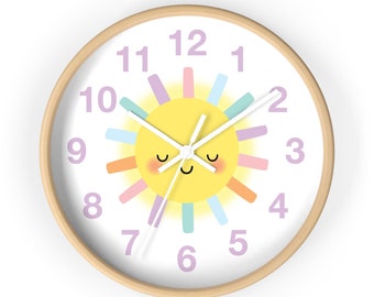 Happy Sunshine Nursery Clock: Playroom Wall Decor