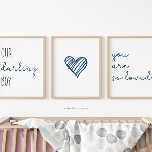 Boy Nursery Wall Art, Boy Nursery Decor, Boy Nursery Prints, Our Darling Boy You Are So Loved, Baby Boy Room Signs, Art For Nursery 11x14