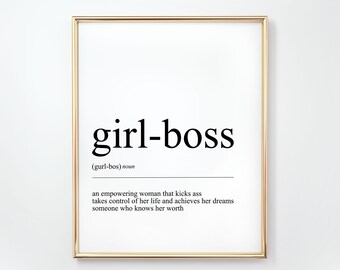 Girl Boss Wall Art Print, Boss Woman Print, Boss Lady Sign Printable, Boss Lady Definition, Girl Boss Sign For Wall, Girl Boss Desk Sign