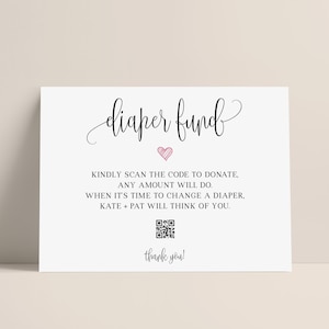 Panneau modifiable de fonds de couches pour baby shower, libellé du fonds de couches, fonds de couches pour registre de bébé, message de fonds de couches, idée de code QR de fonds de couches