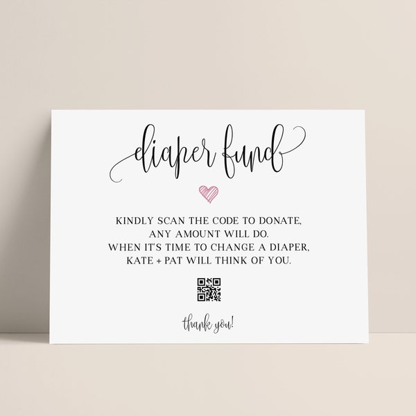 Editable Diaper Fund Sign For Baby Shower, Diaper Fund Wording, Diaper Fund For Baby Registry, Diaper Fund Message, Diaper Fund QR Code Idea