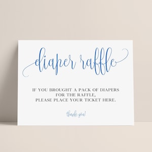 Blue Diaper Raffle Sign, Diaper Raffel Sign for Baby Boy Baby Shower, If You Brought A Pack Of Diapers For The Raffle Place Your Ticket Here