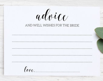 Advice For the Bride Printable / Advice Cards Bridal Shower / Well Wishes Cards for the Bride / Advice and Well Wishes for the Mrs PDF