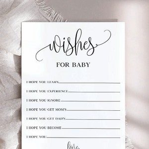 Tarjeta de deseos para baby shower, imprimible, buenos deseos para niña, buenos deseos para niño, tarjeta digital con consejos y deseos