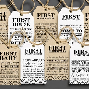 9 Milestone Wine Labels Printable, Milestone Wine Tags Bridal Shower Gift, Milestone Wine Label Wedding, Year of Firsts Wine Labels Download