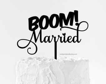 BOOM! Married Wedding Cake Topper, Funny Cake Topper, Geeky Cake Topper, We Eloped Cake Topper, Comic Book Cake Topper, Quirky, Nerdy, Fun