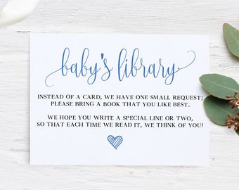 Blue Baby Book Request Card: Baby Shower Invitation Insert (PDF & JPG)
