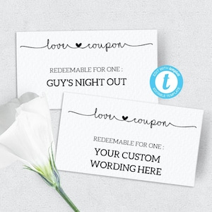 Editable Love Coupon Template, DIY Love Coupons For Him, Coupon Book For Her, Printable Coupon Book For Husband, Paper Anniversary Ideas