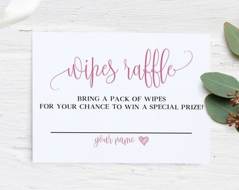 Pink Wipes Raffle Card, Wipes Raffle Tickets, Wipes Raffle Wording, Diaper Wipes Raffle At Baby Shower, Wipes Raffle Template, Baby Girl