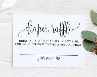 Diaper Raffle Ticket For Baby Shower Invitations, Diaper Raffle Invitation Insert, Diaper Raffle Game, Diaper Raffle Tag Template Printable