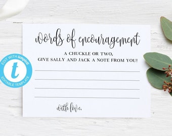 Editable Words of Encouragement Cards, Custom Words Of Wisdom Card Baby Shower, For New Parent, For The Graduate, Graduation Cards Printable