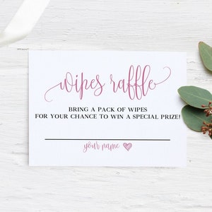 Pink Wipes Raffle Karte, Wipes Raffle Tickets, Wipes Raffle Wording, Windel Wipes Raffle bei Baby Shower, Wipes Raffle Vorlage, Baby Girl