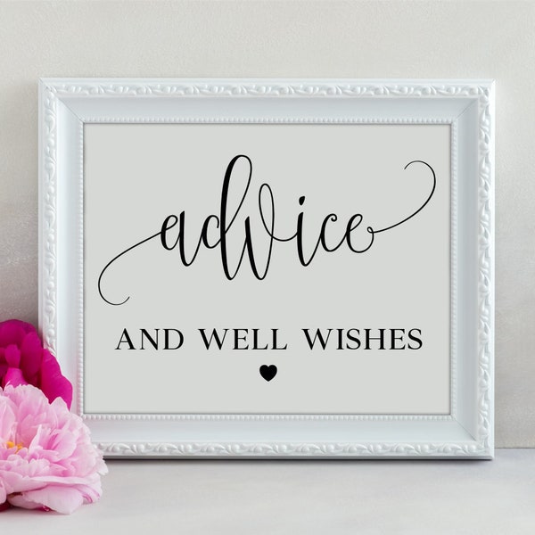 Advice And Well Wishes Printable Sign, Advice Table Sign For Wedding, Table Sign For Party, For The Parents To Be, For The Bride, For Couple