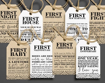 Milestone Wine Tags, Bridal Shower or Wedding Gift (PDF Download)
