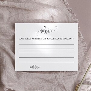 Bearbeitbare Hinweiskarten, Rat und gute Wünsche für Braut und Bräutigam, Hinweiskarten für die Hochzeit, anpassbare Hinweiskarten für die Babyparty