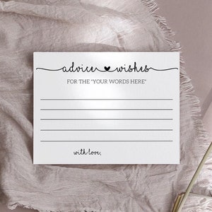Editable Advice Card, Custom Advice Card, Customizable Advice Card Template, Words of Encouragement New Parents, Words of Wisdom For Mommy