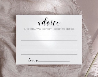 Advice And Well Wishes For The Soon To Be Mrs Cards, Please Leave Your Advice For The Bride Printable, Advice And Wishes Cards Bridal Shower