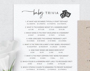 Baby Shower Trivia Game: Fun Quiz (PDF Printable)