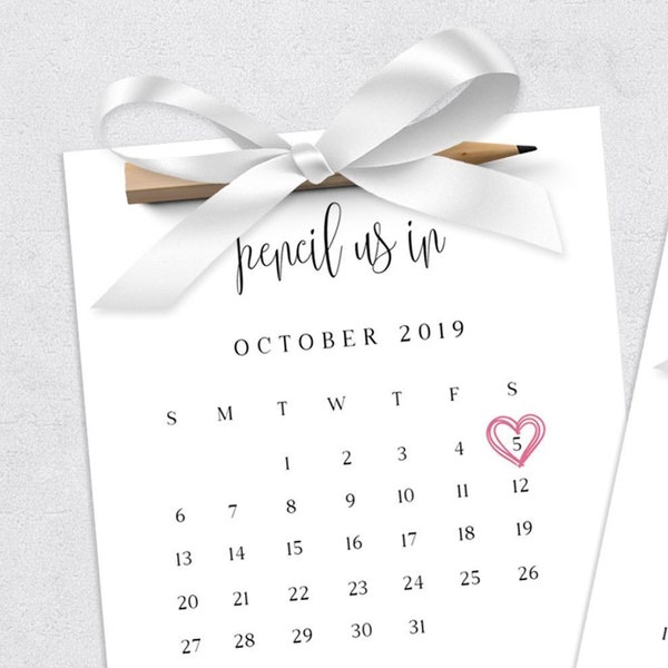 Editable Pencil Us In Save The Date Template, Pencil Us In Cards, Pencil Us In Ideas, Wedding Save The Dates, Save The Date Calendar Invite