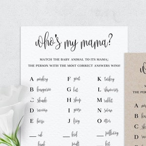 Who's My Mama Game, Who's My Momma Baby Shower Game, Instant Download Baby Shower Game Ideas, Who Is My Mama Game Cards, Black And White