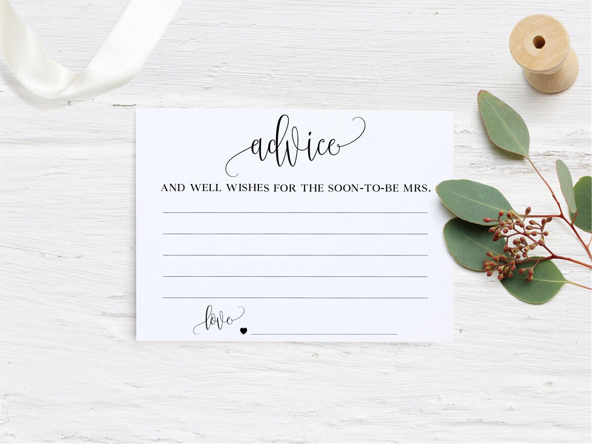 Instant Download Advice Cards for the Bride, Advice Cards Bridal Show…