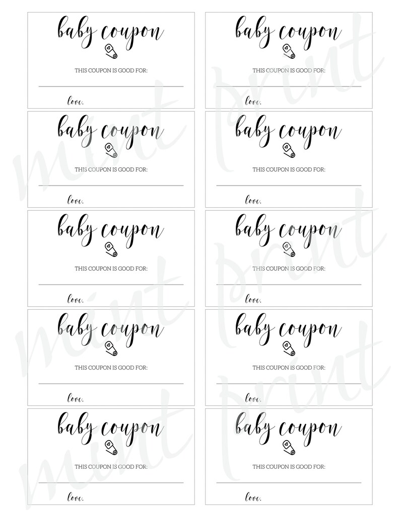 Instant Download Baby Coupon Printable Baby Shower Printable Etsy