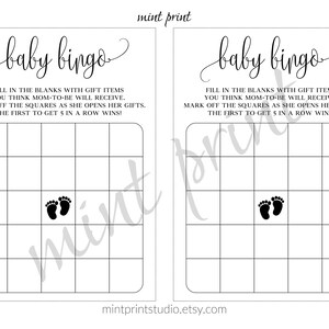 Baby Bingo Printable, Baby Bingo Template, Baby Bingo Game, Baby Bingo ...