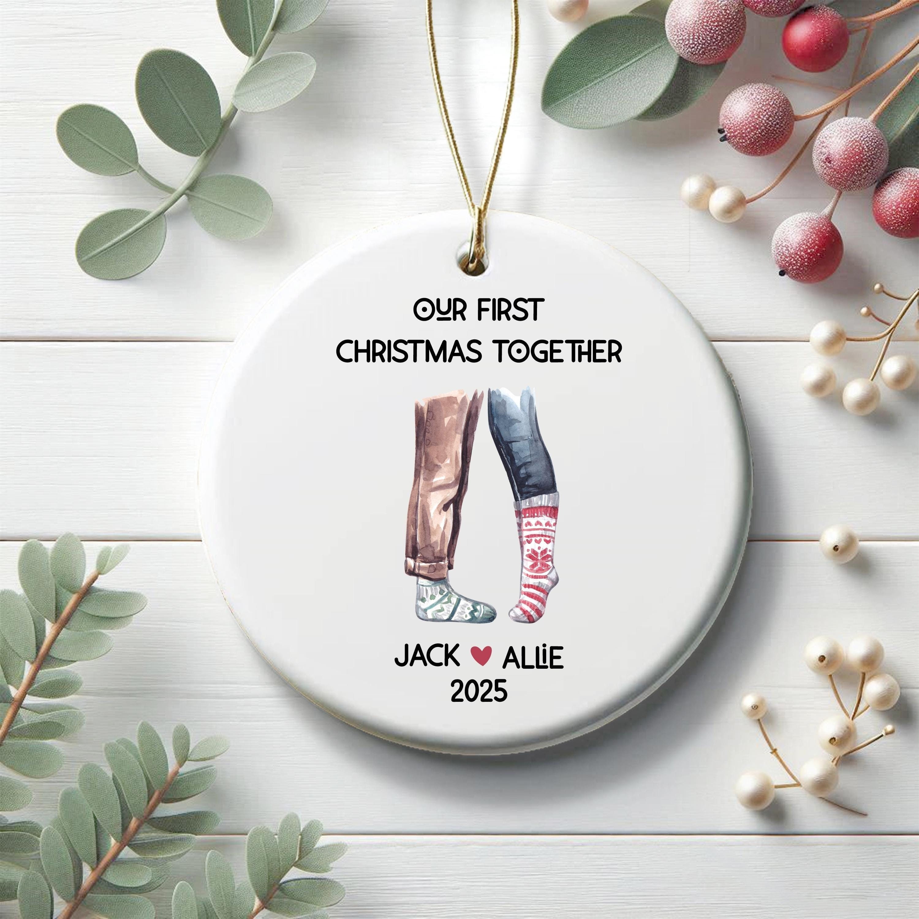 First Christmas Together Ornament Personalized Ceramic Couple Keepsake