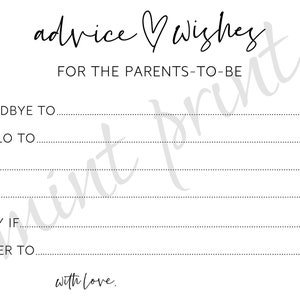 Advice for the Parents-to-be Cards, Baby Shower Advice Printable, Mommy ...
