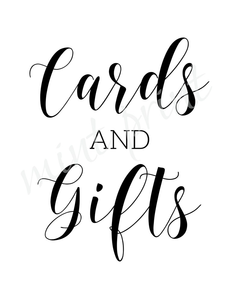 Cards and Gifts Sign Printable Cards and Gifts Sign for - Etsy