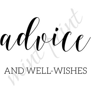 Advice and Well Wishes Printable Sign PDF, Please Leave Your Advice ...