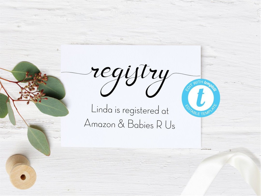 Registry Card Template, Registry Card Insert, Registry Card Wedding