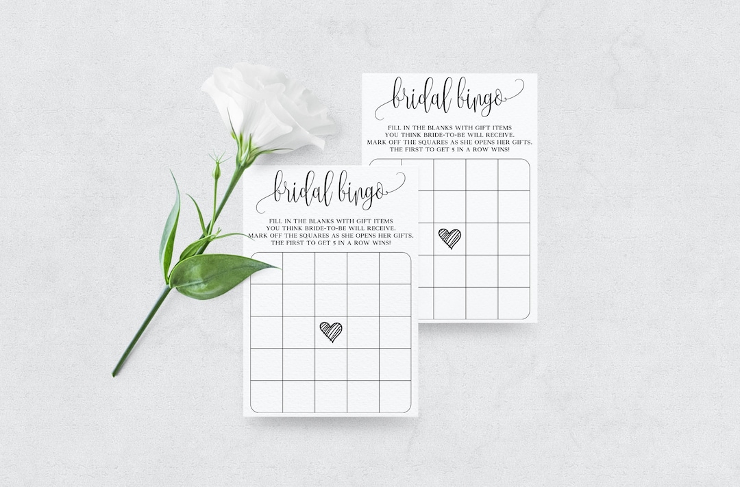 Bridal Bingo Cards, Bridal Bingo Blank, Bridal Bingo Printable Download ...