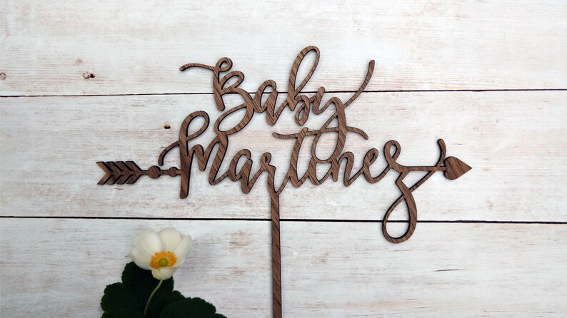 Arrow Cake Topper Baby Shower Baby Name Cake Topper Bow And Etsy