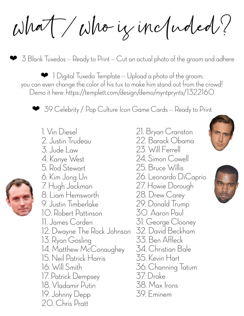 Who Has the Groom Game Template Who Has the Groom Printable - Etsy Canada
