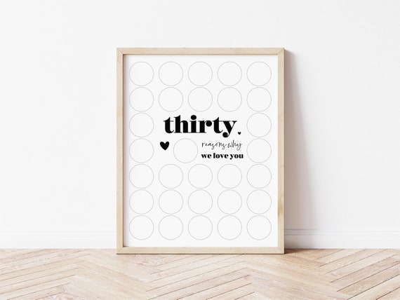 30th Birthday Sign: Reasons Why We Love You Printable (Digital Download)